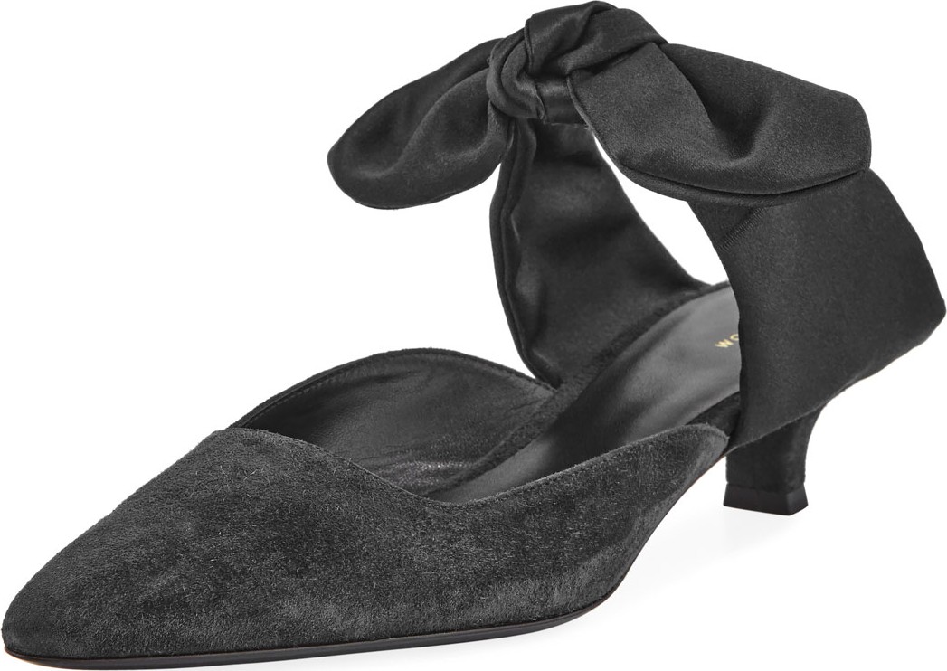 THE ROW Coco Suede 40mm Mule with Satin Bow