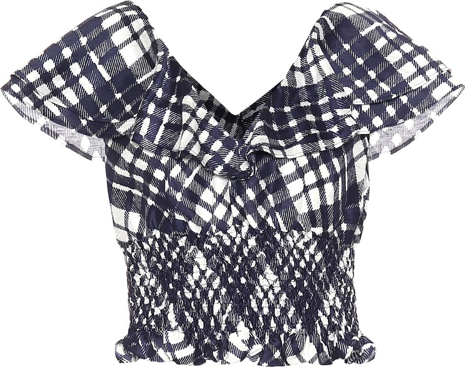 RIXO LONDON Megan linen and silk crop top