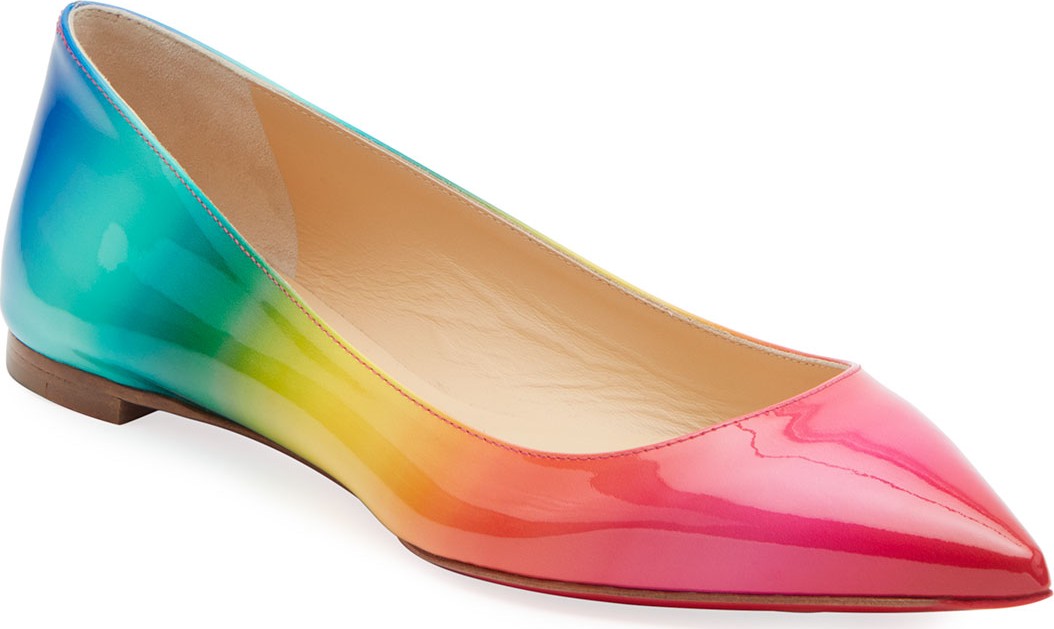 Christian Louboutin Ballalla Ombre Patent Red Sole Flats