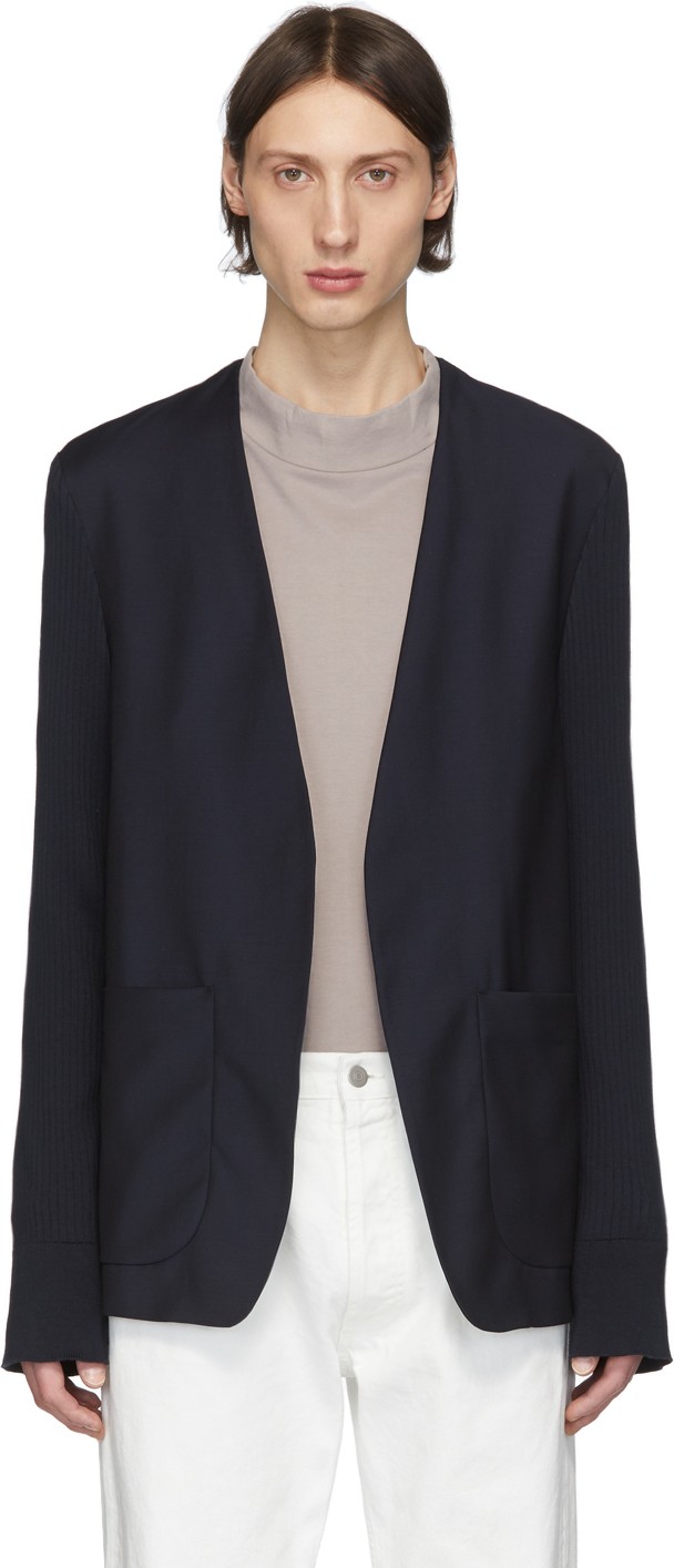 Maison Margiela Navy Mohair Poplin Blazer
