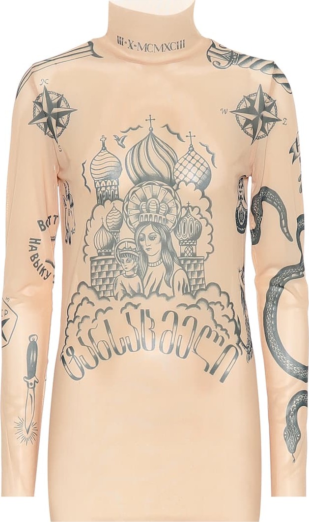 Vetements Printed mesh turtleneck