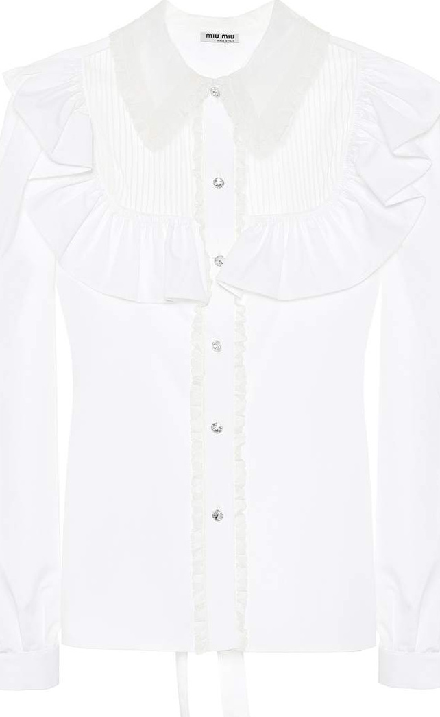 Miu Miu Crystal-embellished cotton blouse