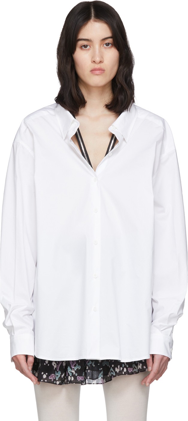 We11done White Zip Detail Long Sleeve Shirt