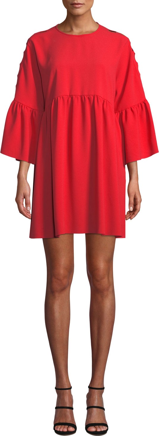 Pinko Slashed-Sleeve Flounce Short Babydoll Dress
