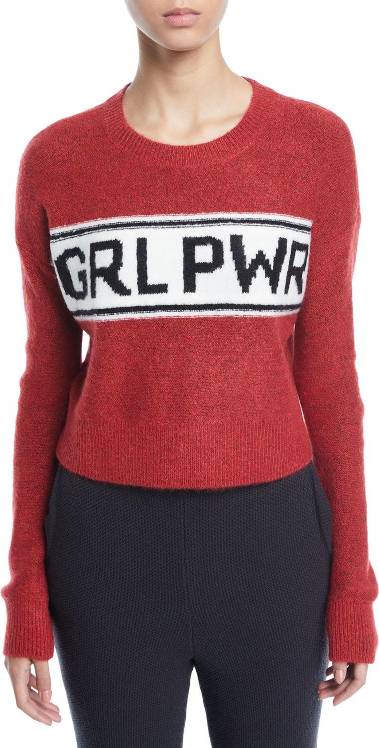 Marled by Reunited GRL PWR Destroyed Cropped Pullover Sweater