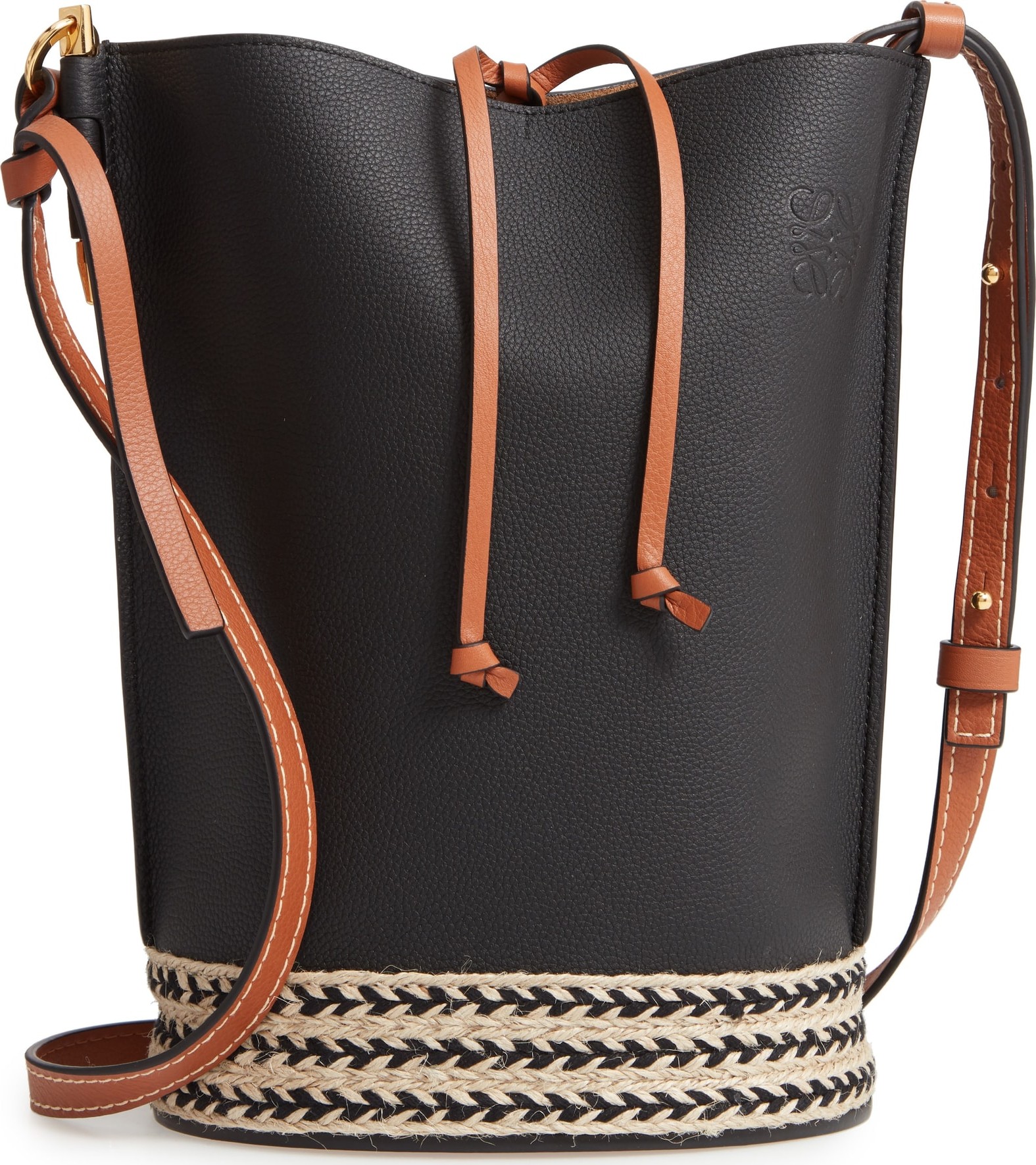 LOEWE Gate Espadrillas Leather Bucket Bag