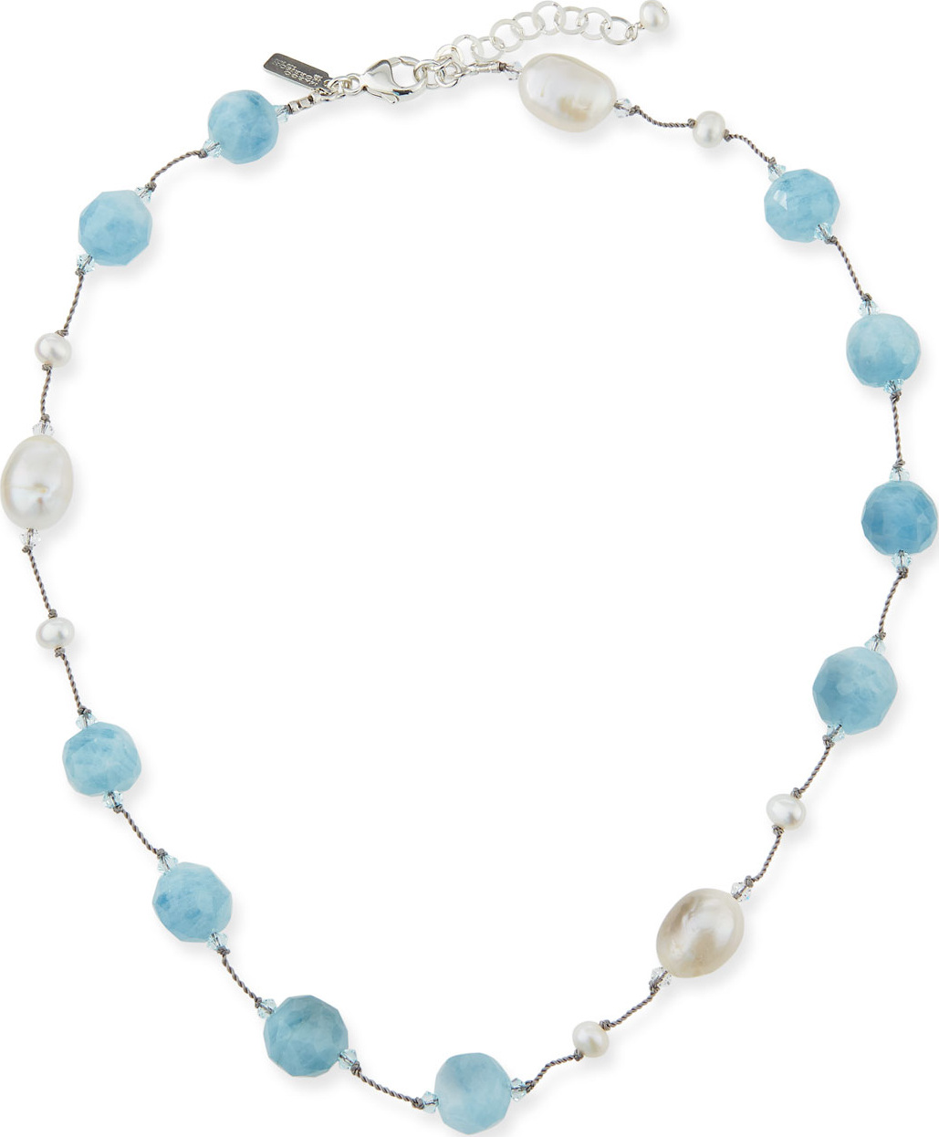 Margo Morrison Crystal, Pearl & Aquamarine Necklace