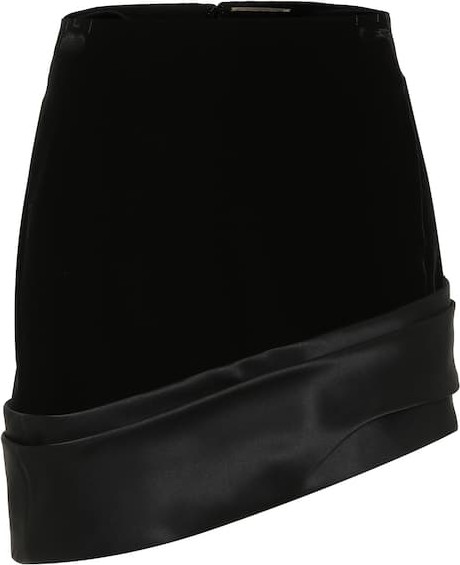 Saint Laurent Satin-trimmed velvet miniskirt
