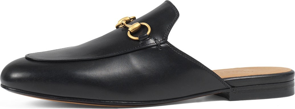 Gucci Princetown Leather Horsebit Mule Slipper Flat  Black