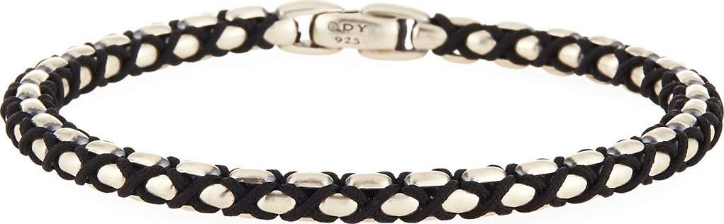 David Yurman 10mm Men's Woven Box Chain Bracelet, Black