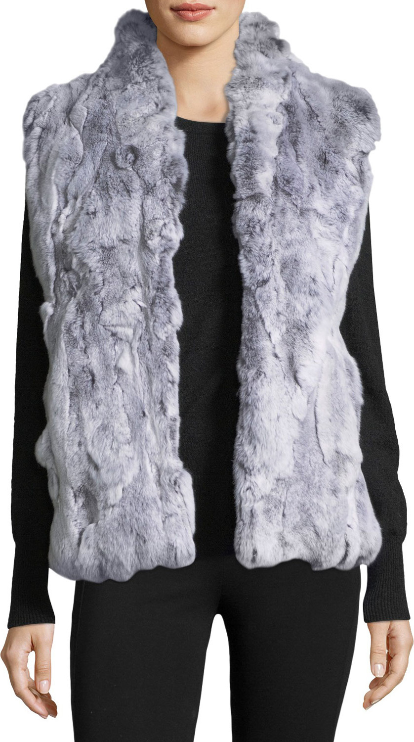 Adrienne Landau Textured Fur Vest