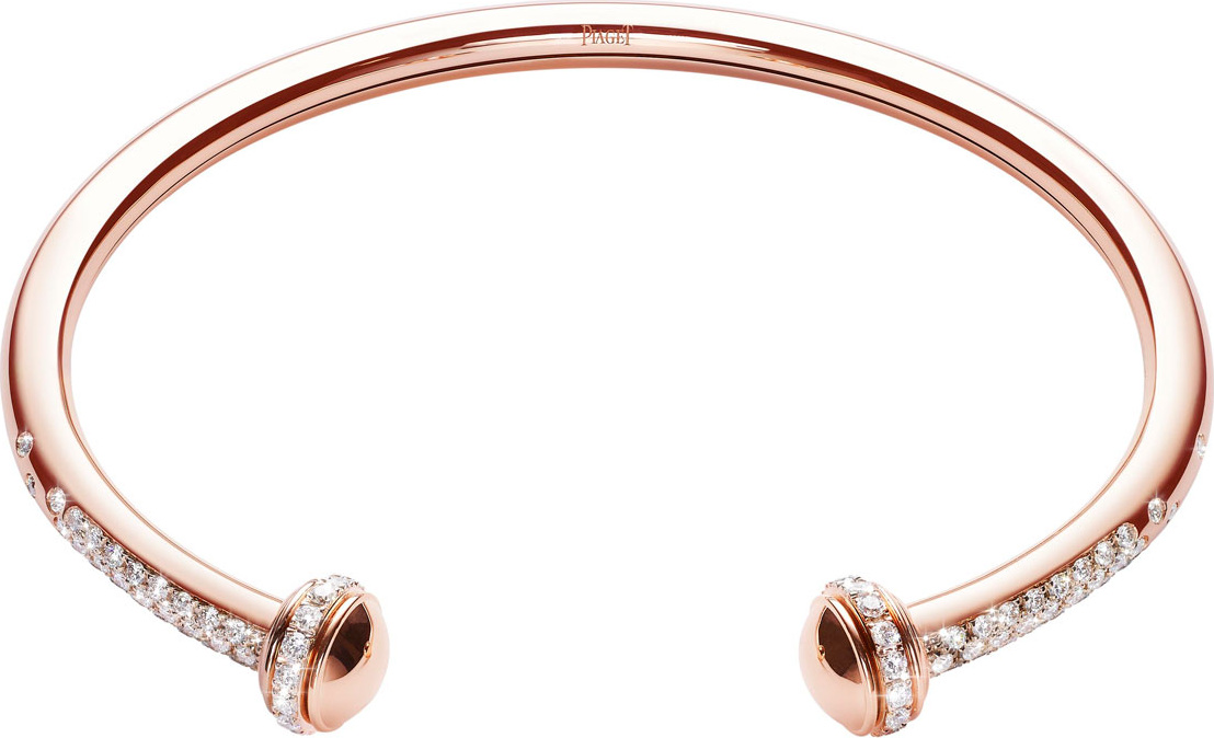 Piaget Possession Medium-Model 18K Red Gold Open Bangle  with Diamonds, Size L
