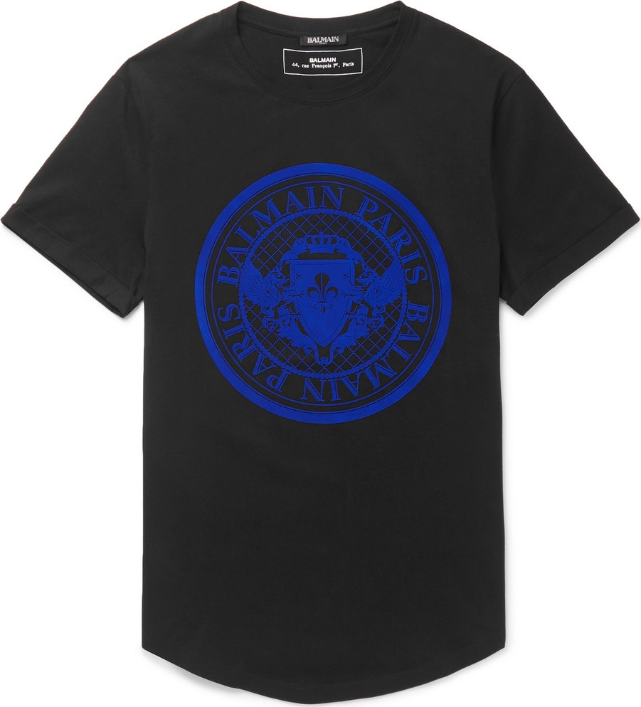 Balmain Slim-Fit Logo-Flocked Cotton-Jersey T-Shirt