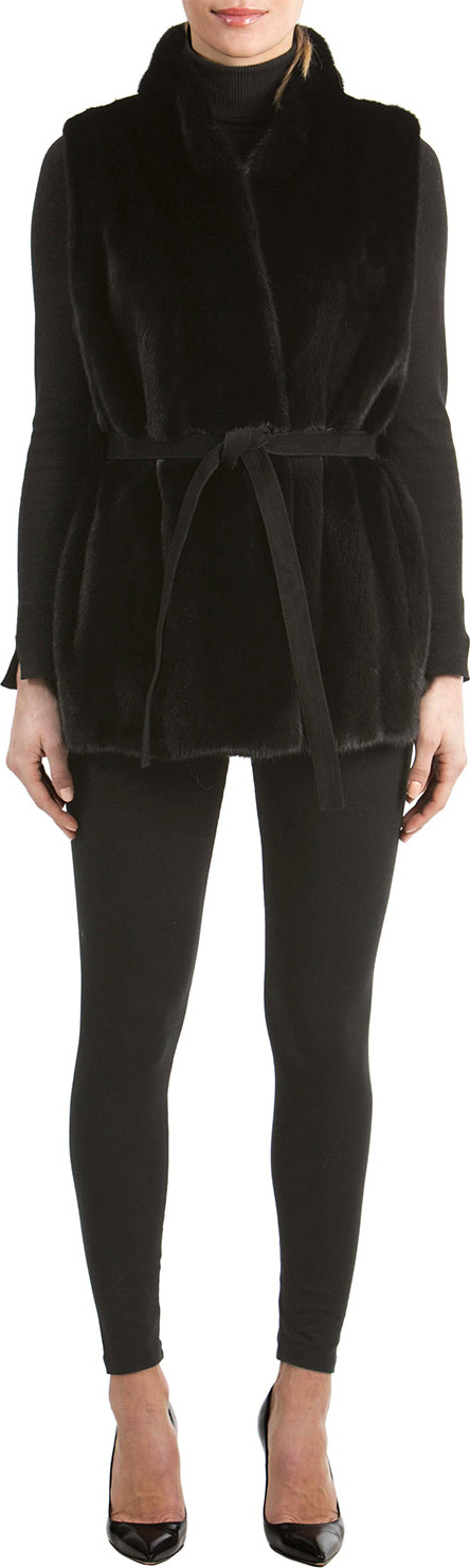Gorski Mink Fur Vest with Suede Belt