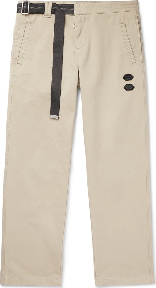 Off White Belted Logo-Trimmed Cotton-Twill Chinos