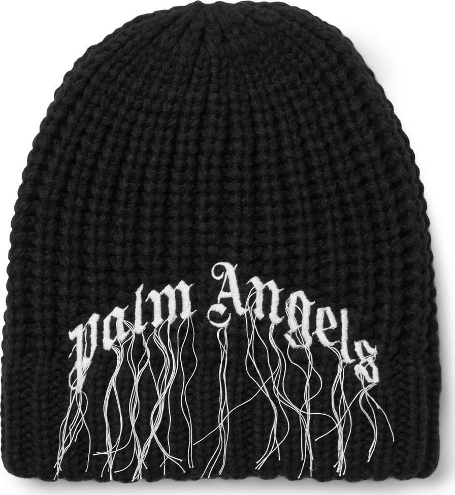 Palm Angels Logo-Embroidered Ribbed Wool Beanie