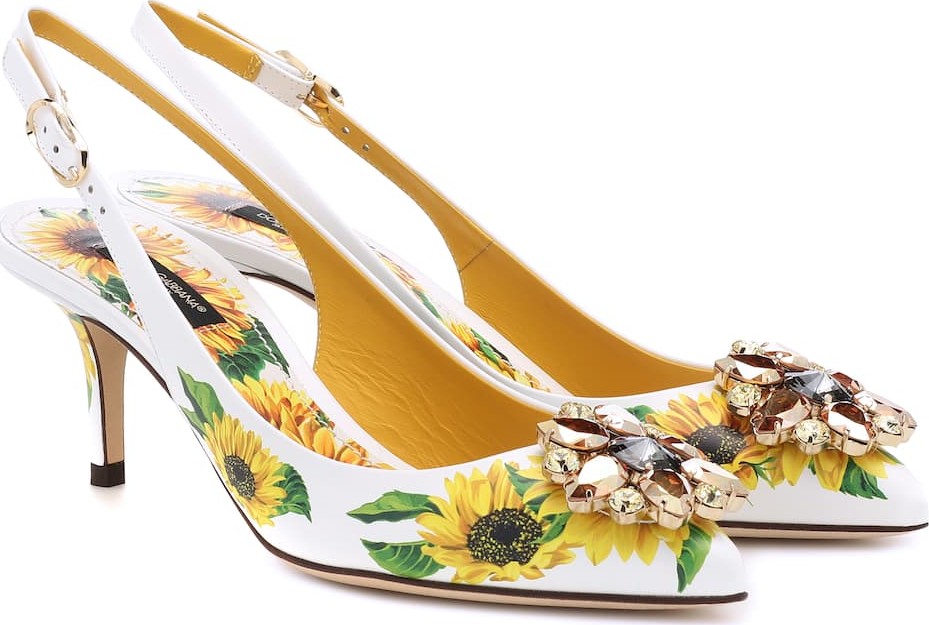 Dolce & Gabbana Floral leather slingback pumps