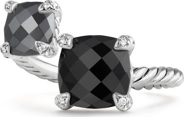 David Yurman Châtelaine Sterling Silver Bypass Ring with Diamonds