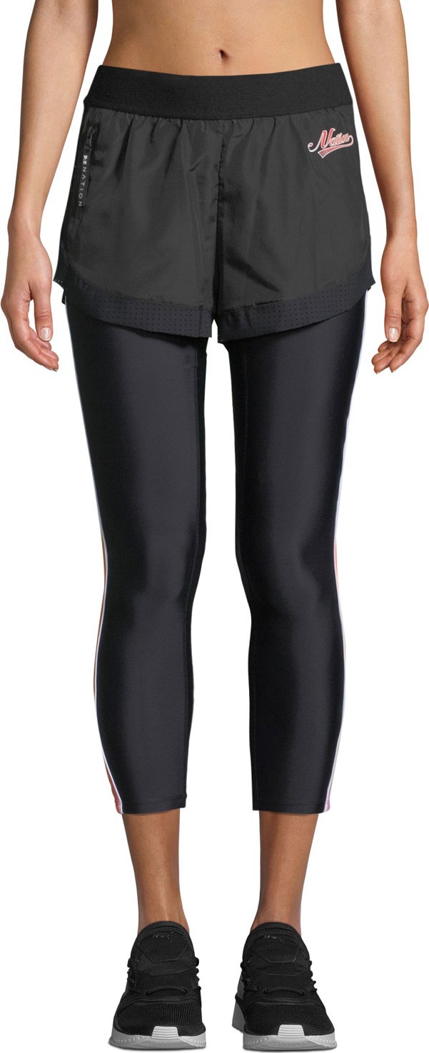 P.E Nation Long Lift Two-in-One Performance Leggings with Shorts Overlay