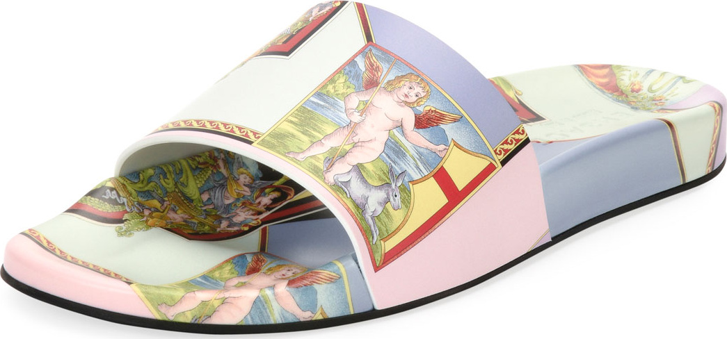 Versace Angels Print Pool Slide Sandal