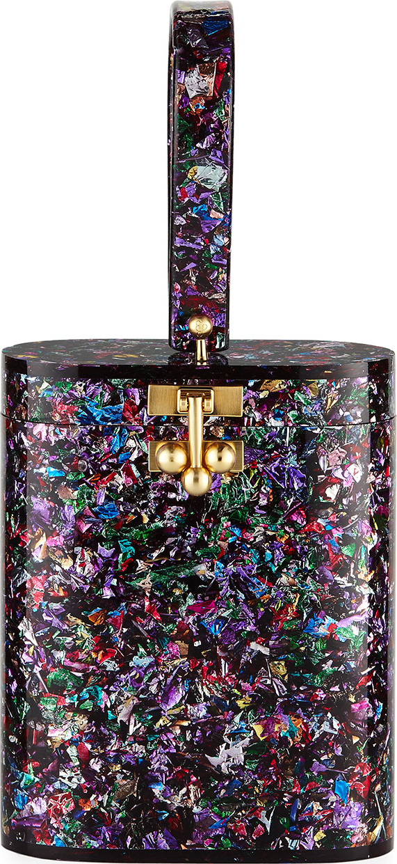 Edie Parker Oval Glitter Minaudiere Bag
