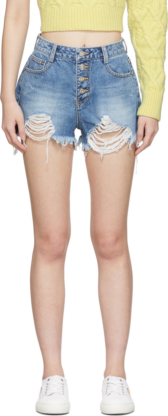 SJYP Blue Denim Button Shorts
