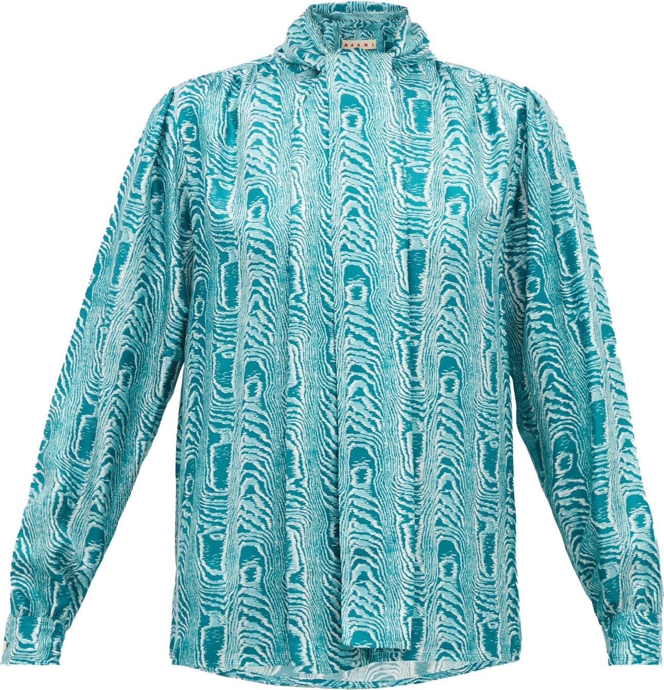 Marni Neck-tie moiré-print silk-twill blouse