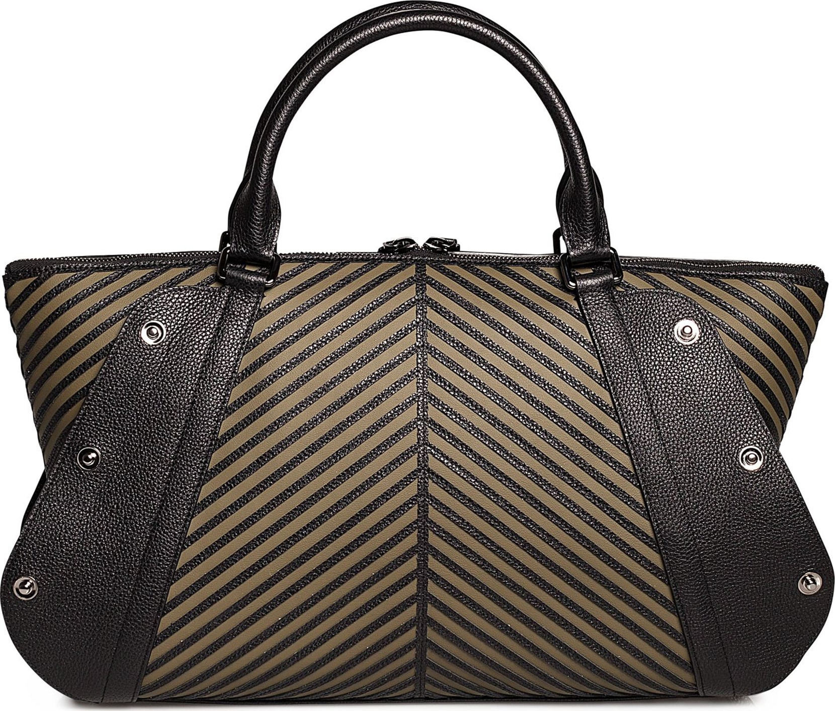 Akris Aimee Herringbone Leather Convertible Satchel