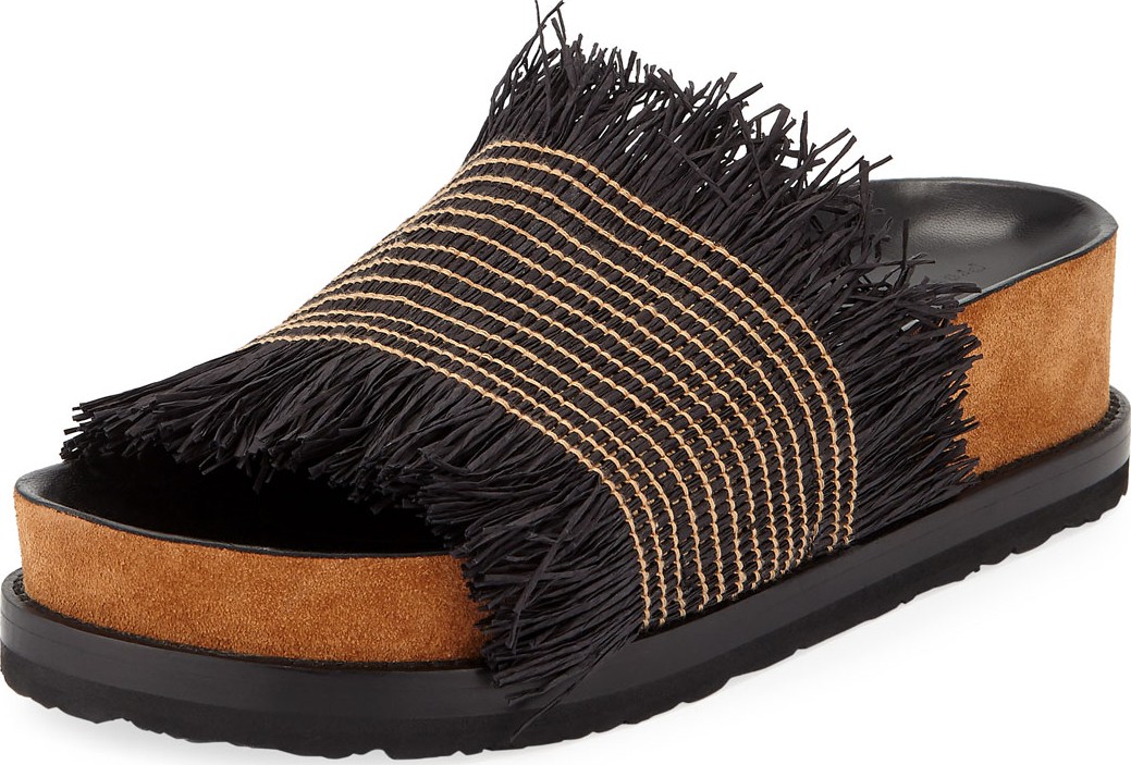 Proenza Schouler Raffia Fringe Platform Sandals