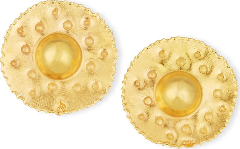 Jean Mahie 18K Yellow Gold Button Earrings