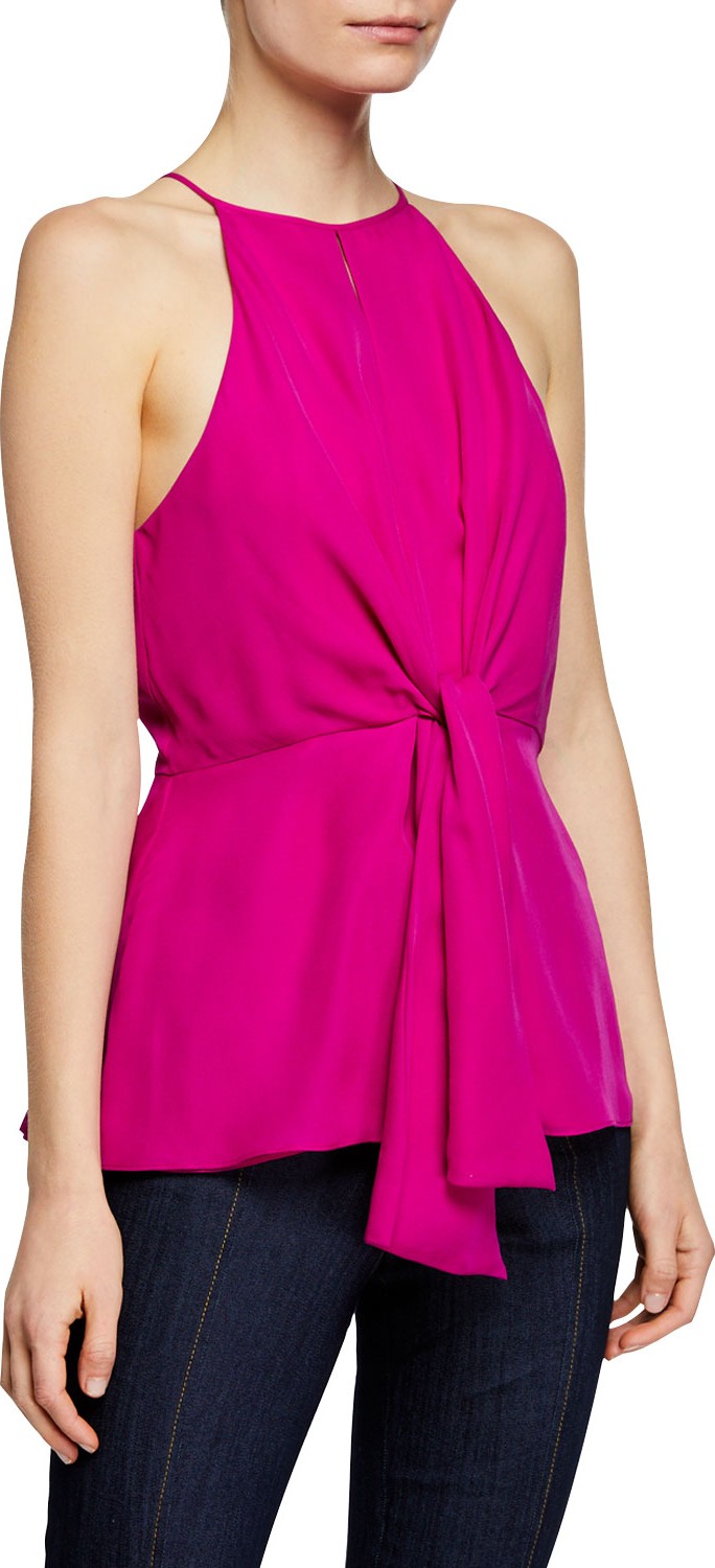 Cinq A Sept Bailey Silk Tie-Front Top