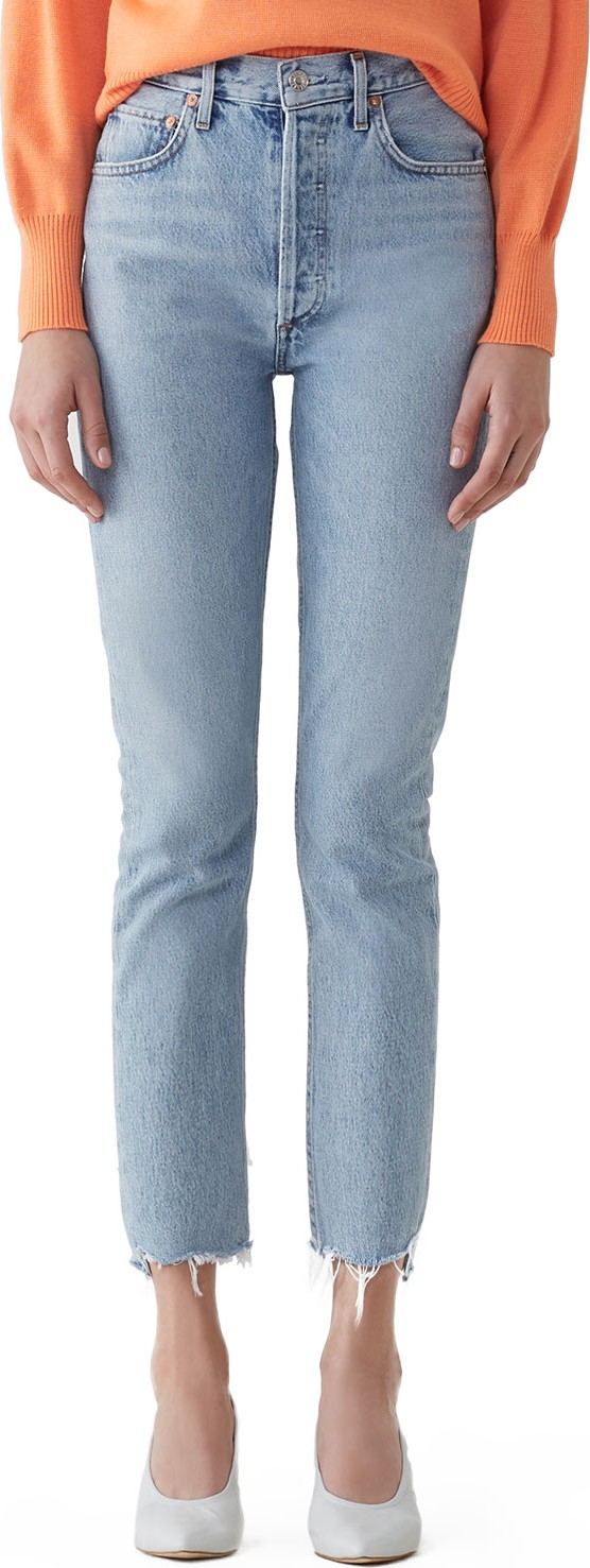 Agolde Riley High-Rise Straight Crop Stagger Jeans