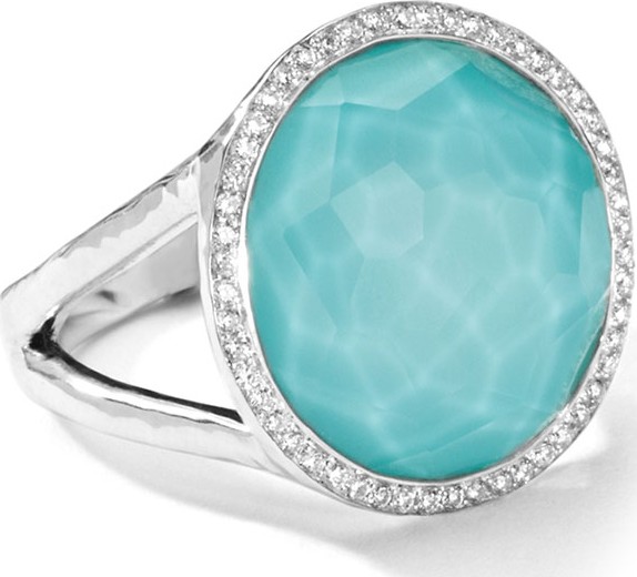 IPPOLITA Stella Lollipop Ring in Turquoise Doublet with Diamonds, 0.23