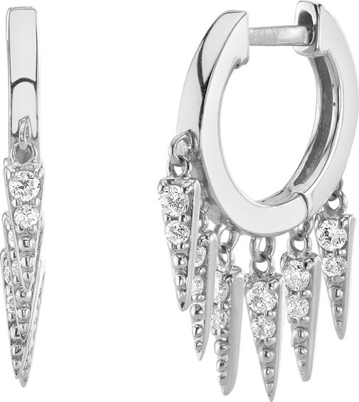 Sydney Evan 14k White Gold Diamond Fringe Hoop Earrings