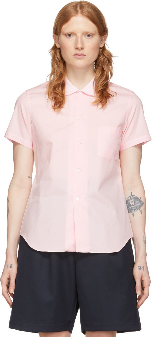 Comme Des Garçons Girl Pink Peter Pan Collar Short Sleeve Shirt