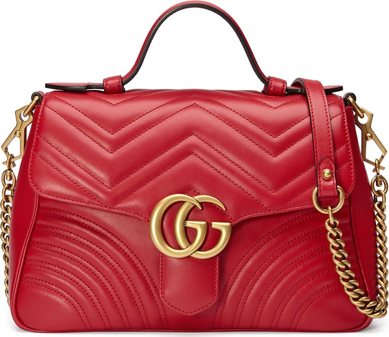 Gucci GG Marmont Small Chevron Quilted Top-Handle Bag with Chain Strap
