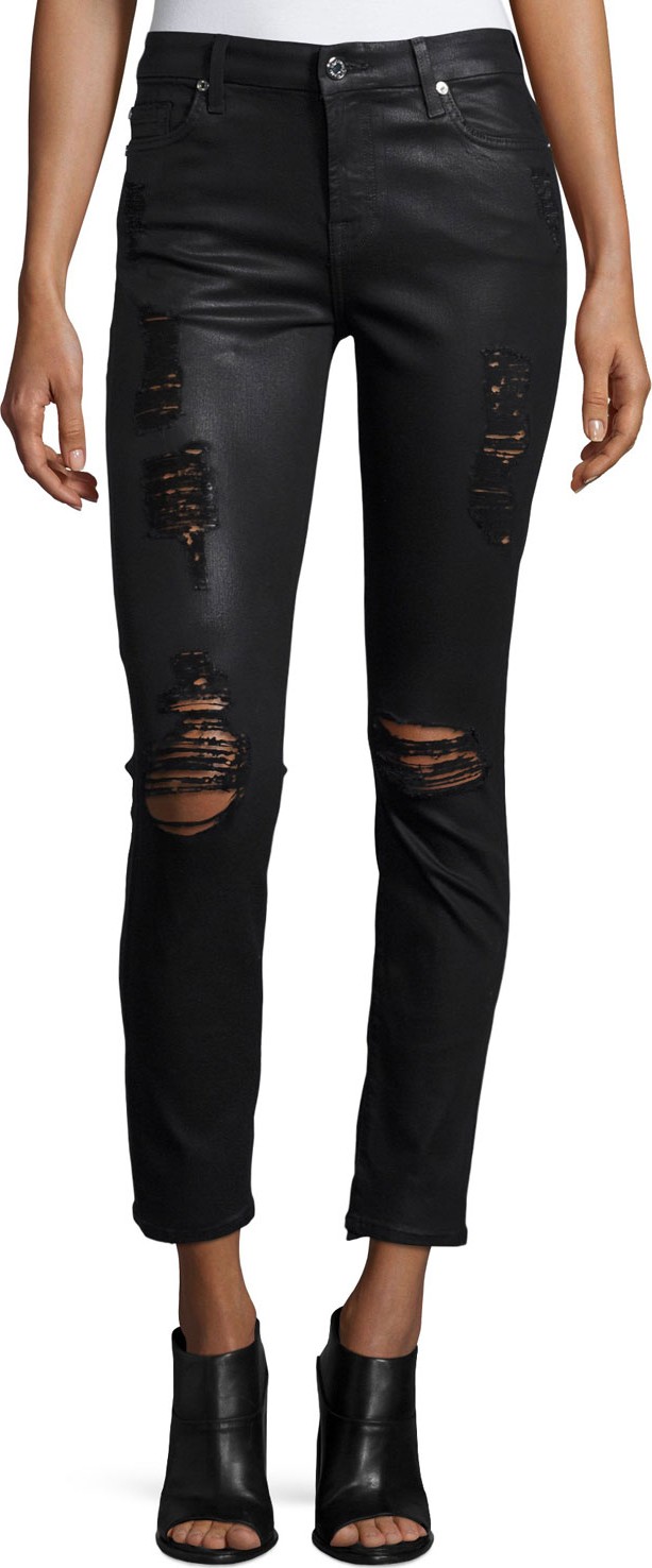 7 For All Mankind The Ankle Skinny Coated Jeans