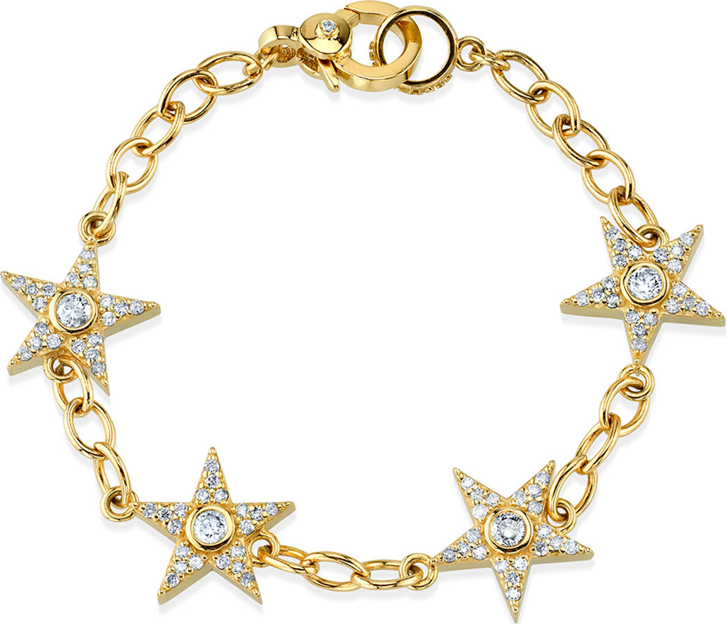 Sheryl Lowe 14k Gold Diamond Star Bracelet