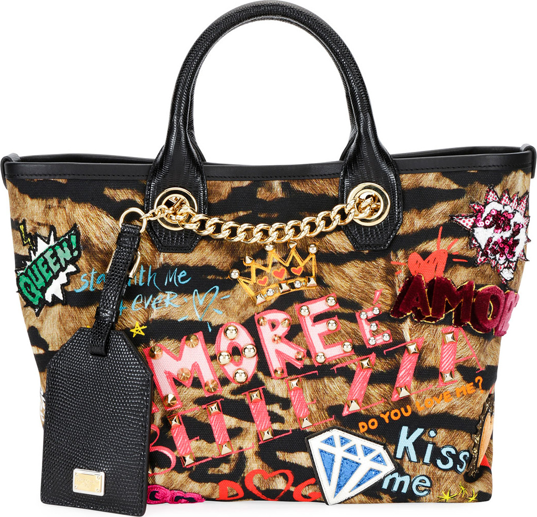 Dolce & Gabbana Capri Graffiti Small Stampa Iguana Tote Bag