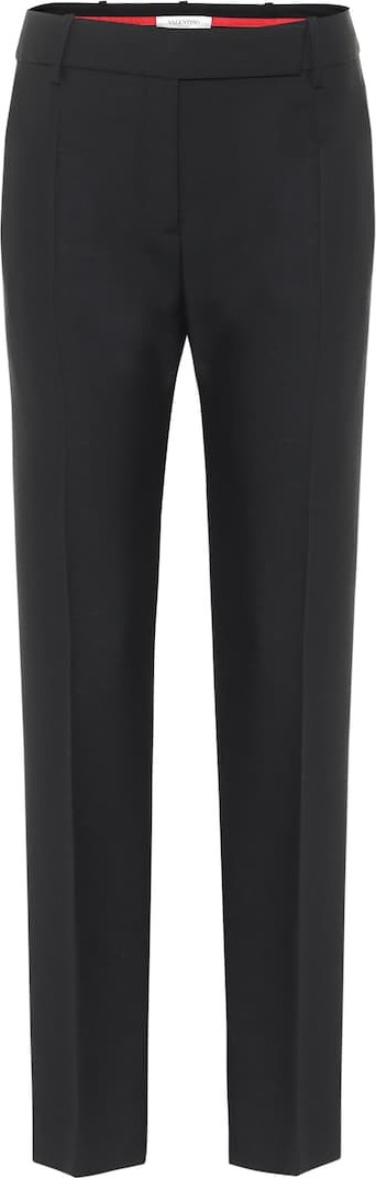 Valentino High-rise slim wool-blend pants