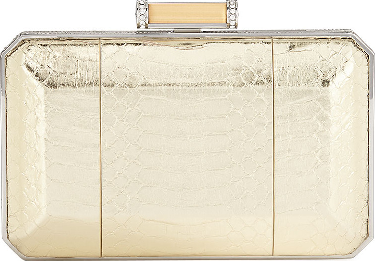 Judith Leiber Soho Snakeskin Box Clutch Bag