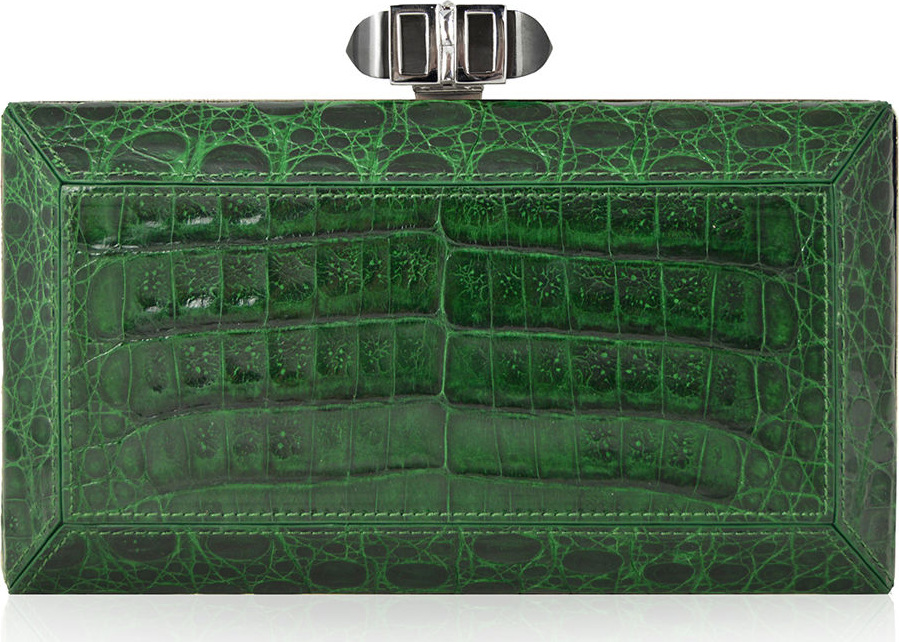 Judith Leiber Coffered Crocodile Minaudiere