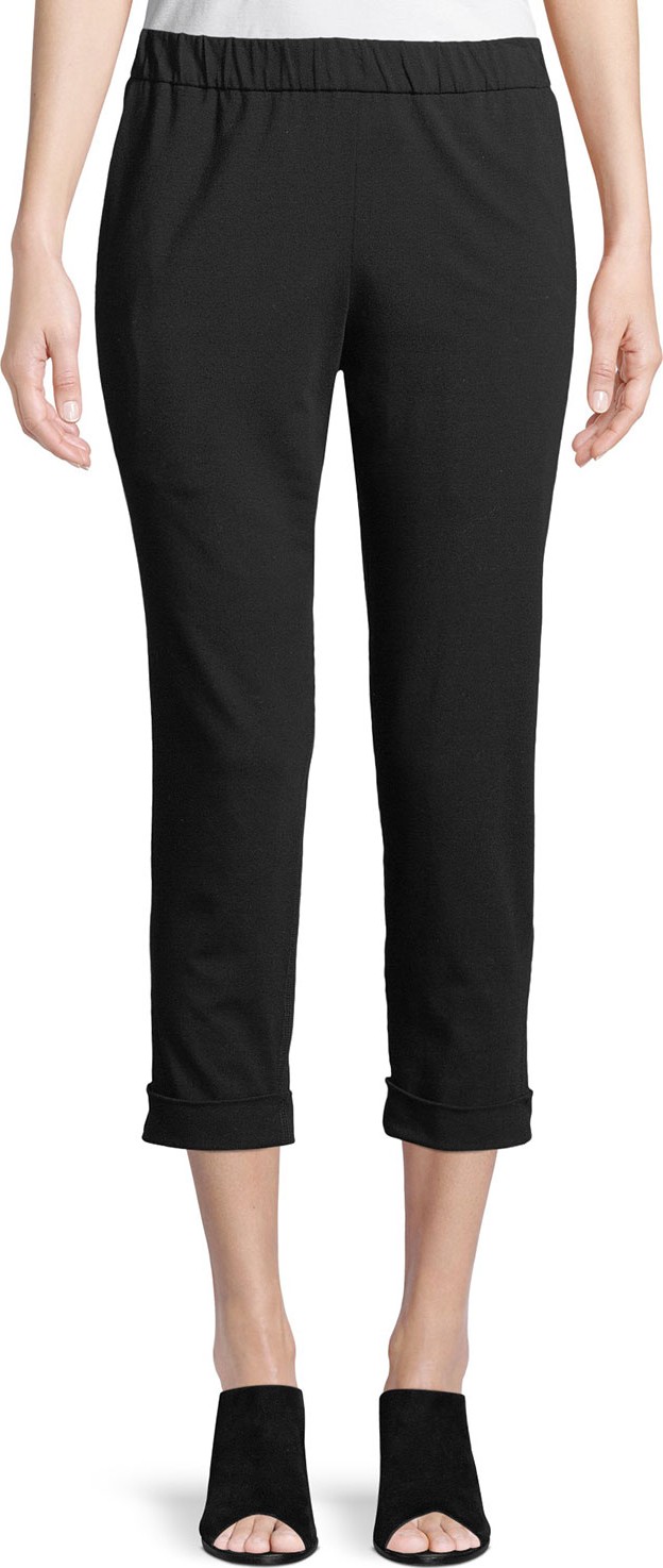 Eileen Fisher Slim Organic Cotton Jersey Cropped Pants