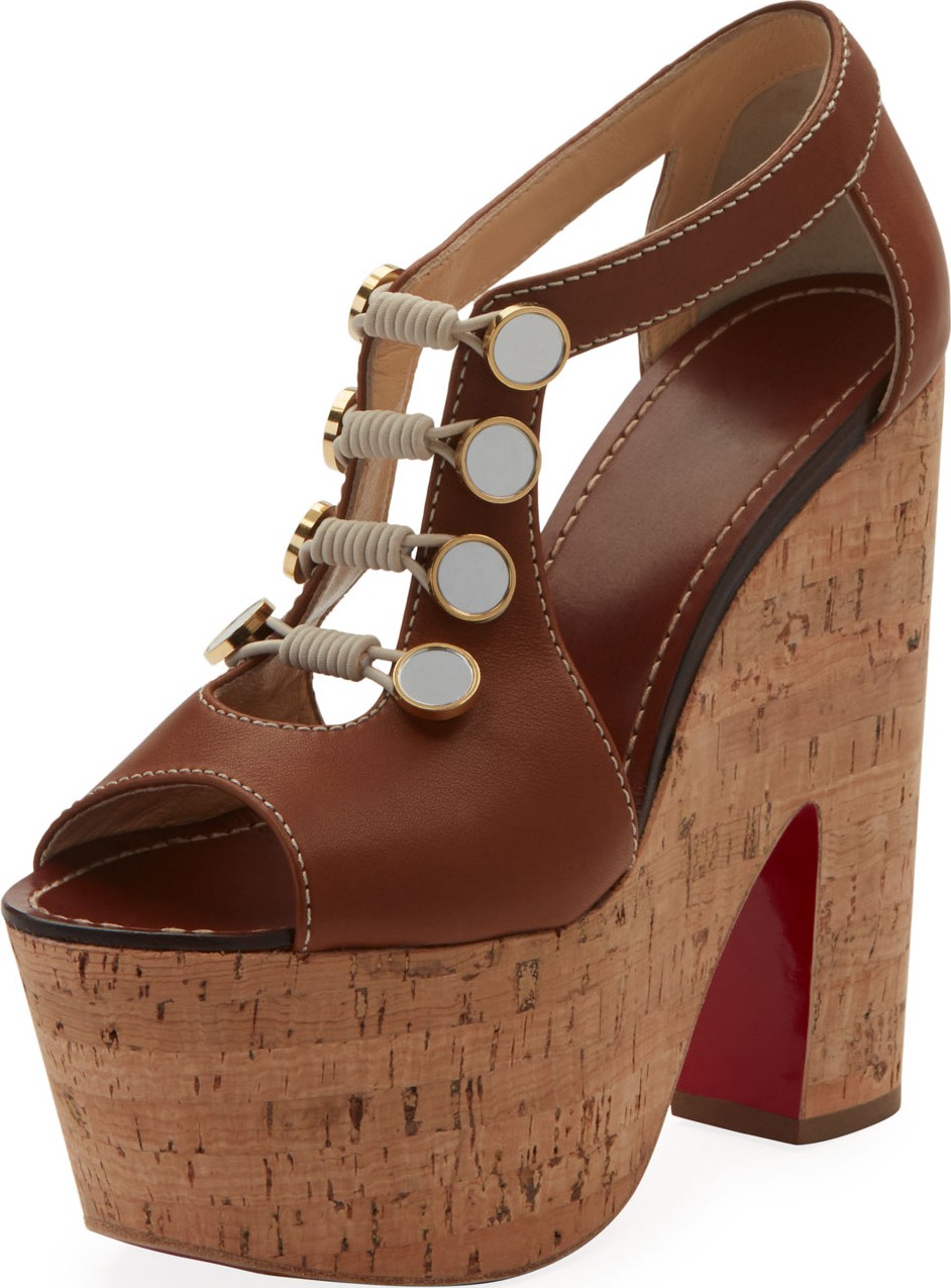 Christian Louboutin Ordonanette 160 Leather Platform Red Sole Sandals