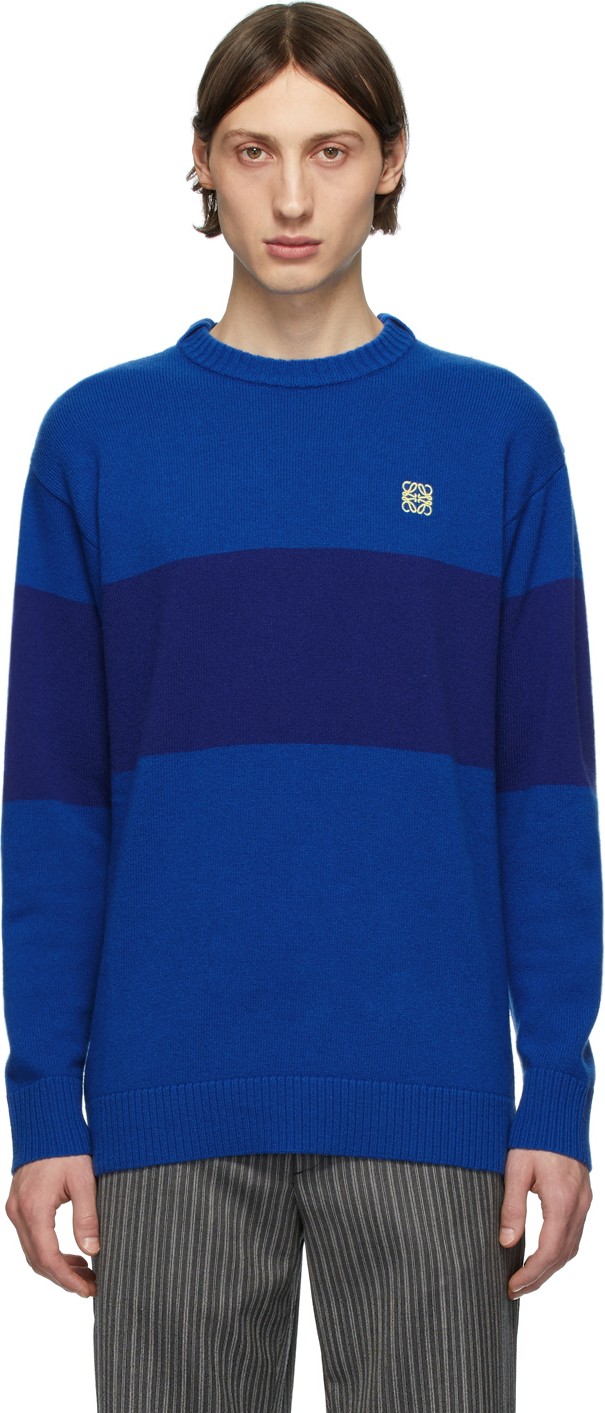 LOEWE Blue Striped Anagram Sweater
