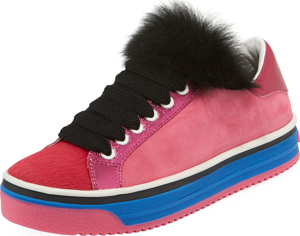 MARC JACOBS Love Empire Fur/Suede Low-Top Sneakers