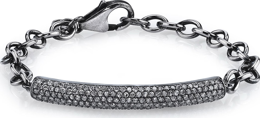 Sheryl Lowe Oxidized Sterling Silver Bracelet with Diamond Bar Station