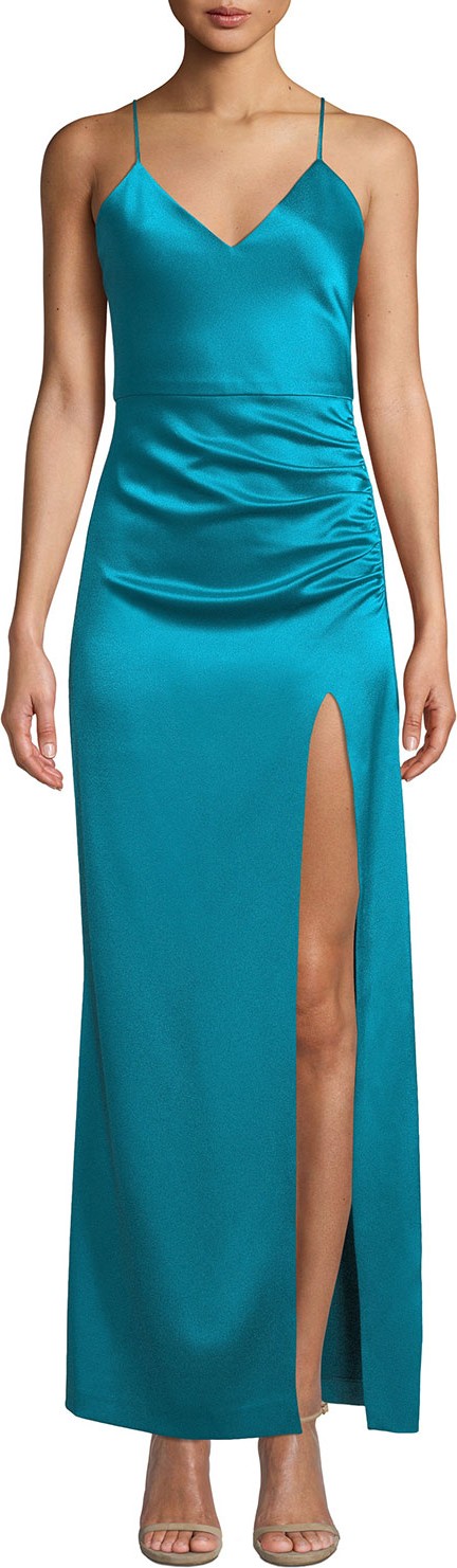 Alice + Olivia Fallon Ruched Sleeveless Gown