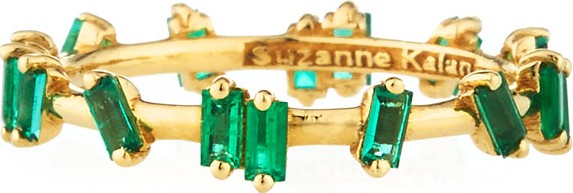 Suzanne Kalan 18k Gold Emerald Baguette Ring, 6