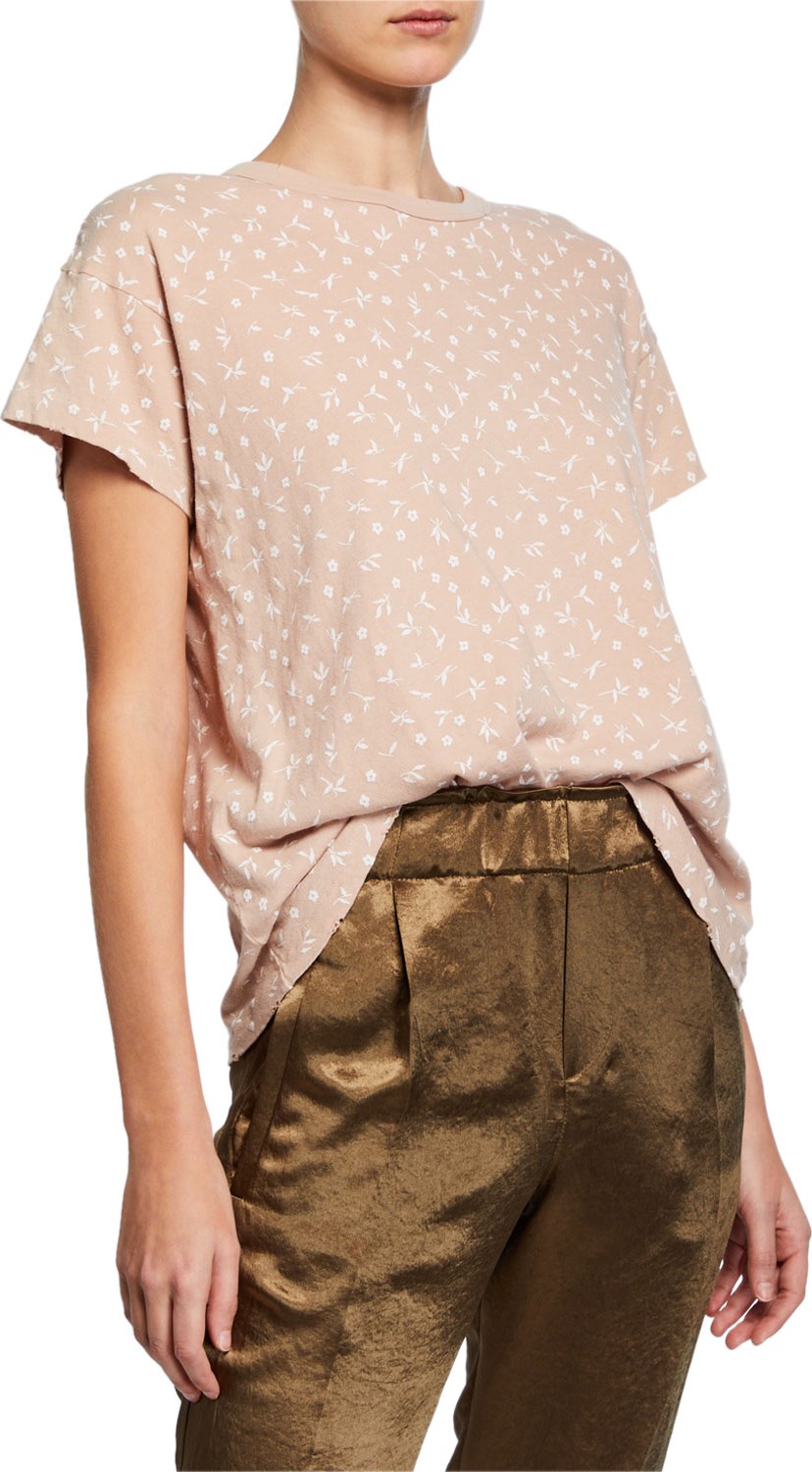 THE GREAT. The Boxy Crewneck Paint-Splatter Cotton Tee